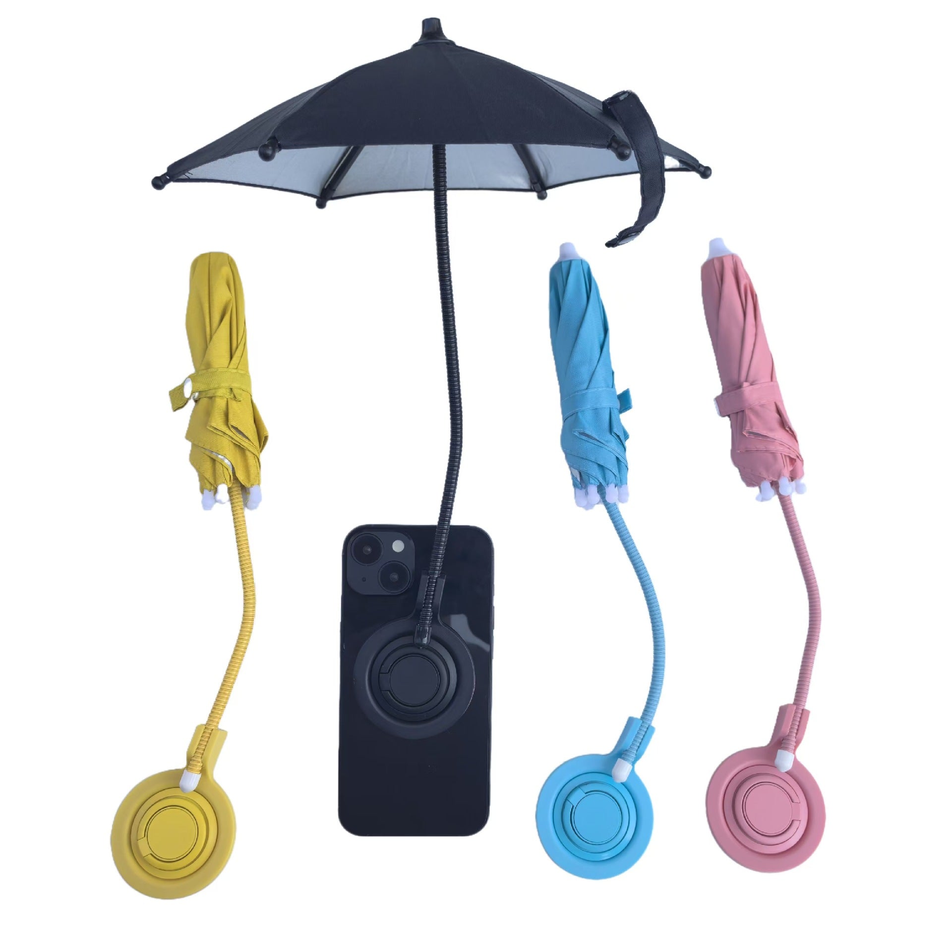 Blue Magnetic Phone Umbrella Sun Shade - Clear Outdoor Screen Visor, Anti-Glare Mini Parasol for iPhone