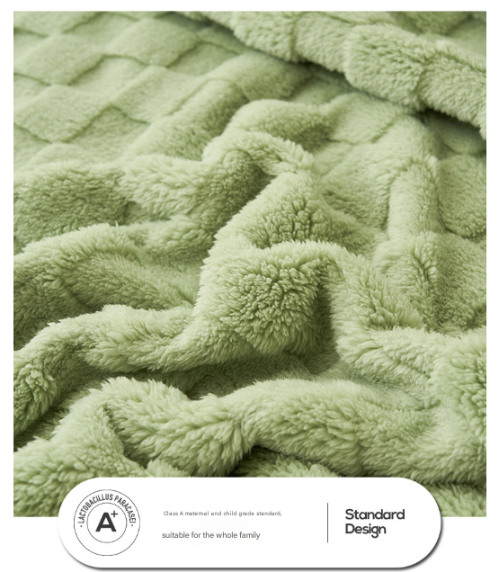 200*230CM Khaki Ultra-Soft Waffle Textured Plush Fleece Blanket - Large Cozy All-Season Throw for Bed & Sofa