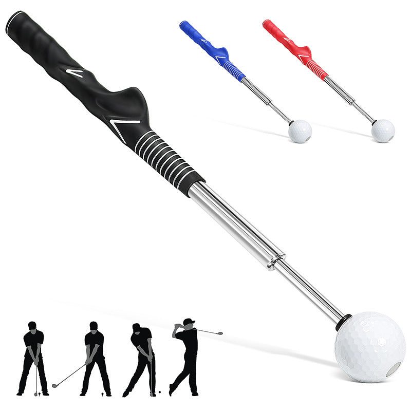 Blue Pro Golf Swing Trainer - Extendable with Audible Click & Corrective Grip Aid