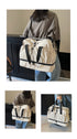 Black Large Capacity Travel Bag with Wet/Dry Separation - Canvas + Polyester, Lightweight Handbag for Short Trips and Fitness, Fits on Luggage