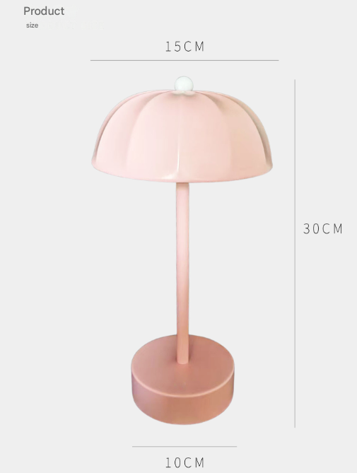 Pink Chic Mushroom LED Table Lamp - Rechargeable Cordless Touch Control 3-Color Adjustable Light for Bedroom Living Room Decor