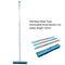 Blue and Silver Versatile Pet Hair Remover Rubber Broom & Squeegee - 125cm Adjustable Stainless Steel Handle for Carpets, Floors & Windows