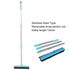 Blue and Silver Versatile Pet Hair Remover Rubber Broom & Squeegee - 125cm Adjustable Stainless Steel Handle for Carpets, Floors & Windows