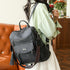 Black Chic Women's PU Leather Convertible Backpack - Anti-Theft Design, Multi-Pocket Shoulder Bag with Tassel