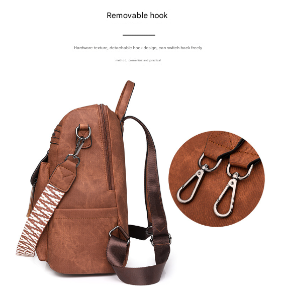 Blue Chic Women's PU Leather Convertible Backpack - Anti-Theft Design, Multi-Pocket Shoulder Bag with Tassel