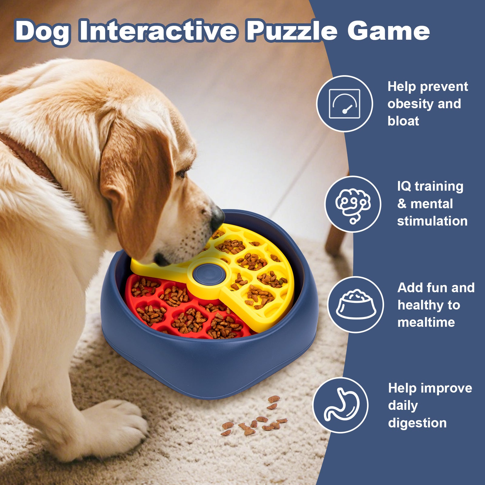 Red,Green and Blue Interactive Dog Puzzle Feeder Bowl - Slow Eating & Mental Stimulation Toy for Small Medium Breeds
