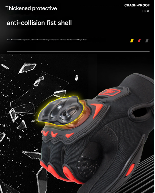 Size L Red and Black Protective Motorcycle Riding Gloves - Hard Knuckle Armour & Touchscreen Fingertips
