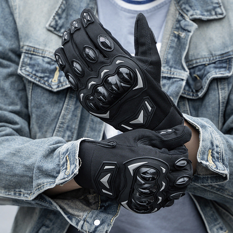 Size L Green and Black Protective Motorcycle Riding Gloves - Hard Knuckle Armour & Touchscreen Fingertips