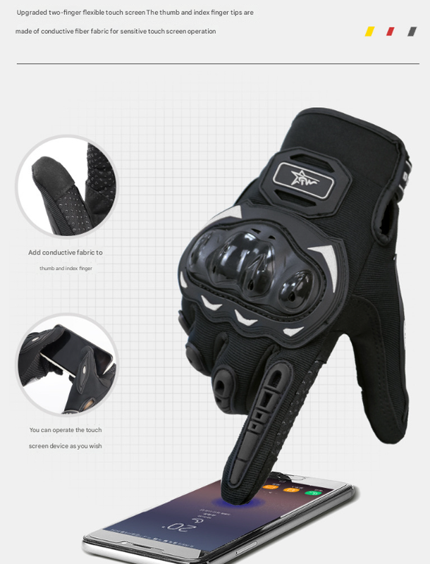 Size L Green and Black Protective Motorcycle Riding Gloves - Hard Knuckle Armour & Touchscreen Fingertips