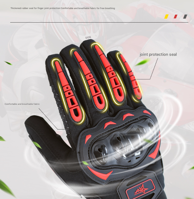 Size L Green and Black Protective Motorcycle Riding Gloves - Hard Knuckle Armour & Touchscreen Fingertips