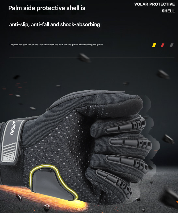 Size L Green and Black Protective Motorcycle Riding Gloves - Hard Knuckle Armour & Touchscreen Fingertips