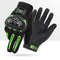 Size XL Green and Black Protective Motorcycle Riding Gloves - Hard Knuckle Armour & Touchscreen Fingertips