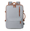 Grey Expandable Laptop Backpack with USB Port - Stylish Travel & Business Daypack