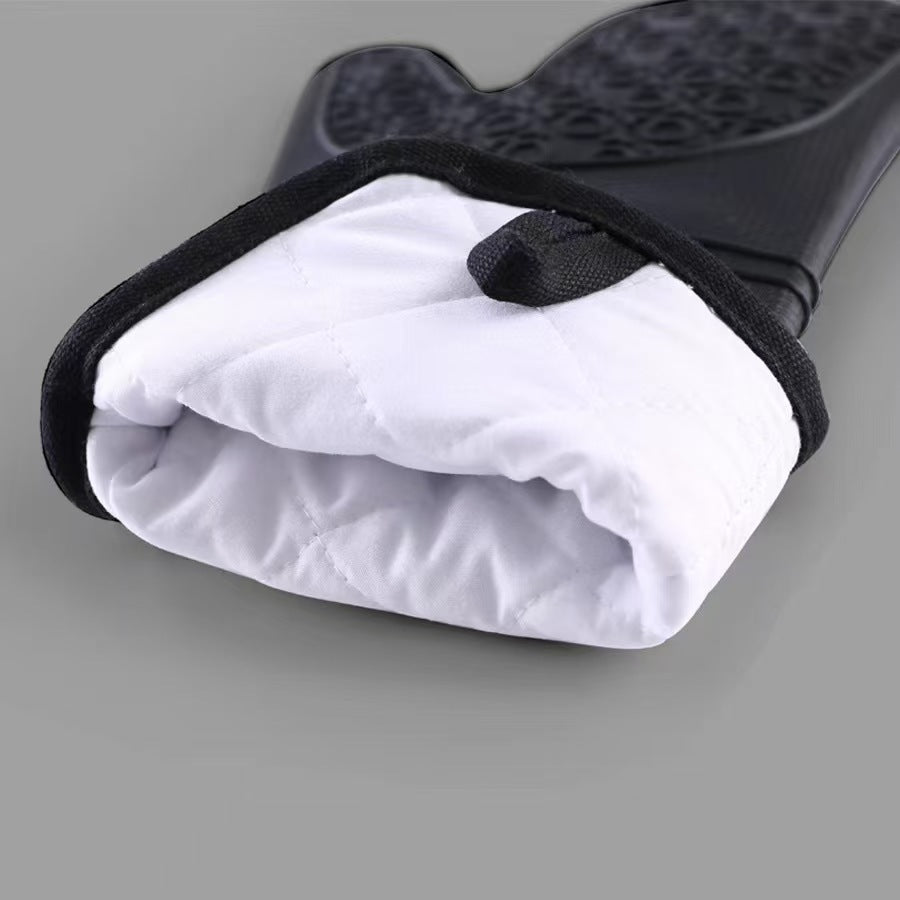 Grey 6-Piece Silicone Oven Mitts and Pot Holders Set - Extra Long Waterproof Heat Resistant Gloves with Non-Slip Grip for Kitchen Baking BBQ