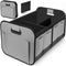 Grey and Black Heavy Duty Collapsible Car Boot Organiser - Large 65L Waterproof Trunk Storage Box with Compartments for SUV & Car