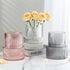 Grey Modern Two-Tier Ribbed Glass Vase - Elegant Cylindrical Flower Centrepiece for Home Decor