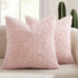 2 Pcs Pink Cozy Teddy Boucle Cushion Cover - Plush Decorative Square Pillow Case for Sofa & Bed