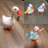 2 Pcs White and Yellow Whimsical Magnetic Goose Figurine - Novelty Key Holder & Desk Organizer