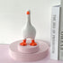 2 Pcs White and Yellow Whimsical Magnetic Goose Figurine - Novelty Key Holder & Desk Organizer