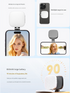 Black Magnetic Foldable Selfie Light with Mirror - Rechargeable LED Fill Light for iPhone & Android Vlogging(Mobile phone is a shooting prop and is not included)