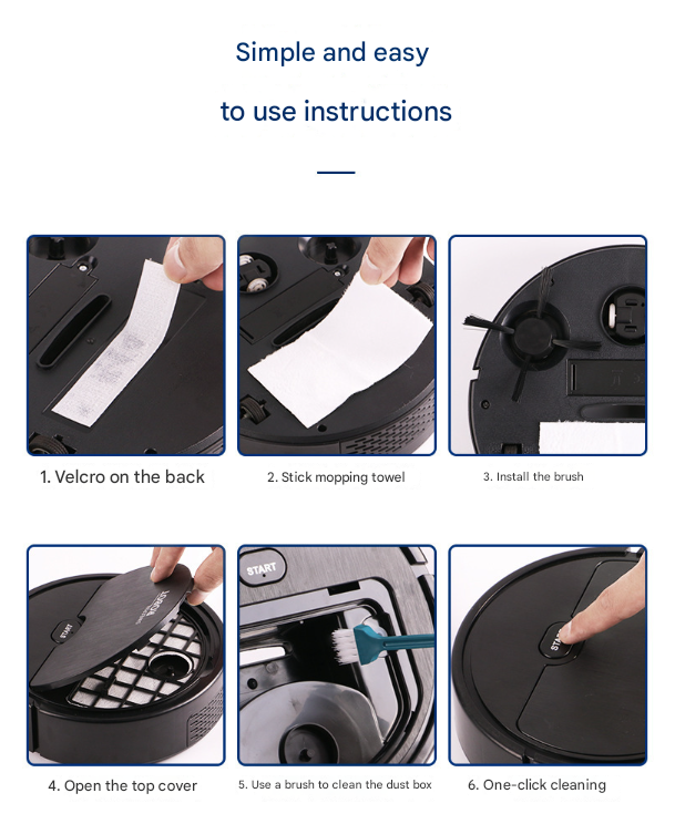 Black 3-in-1 Smart Robot Vacuum Cleaner - Automatic Sweeping, Mopping & Suction for Hard Floors & Pet Hair