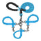 Blue 3-in-1 Tangle-Free Dog Leash for 1-3 Dogs - Heavy Duty Bungee Coupler with Reflective Stitching & Padded Handle