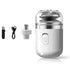 White Portable Mini Electric Shaver for Men - USB Fast-Charge Travel Razor with Washable Head & Nose Trimmer Attachment