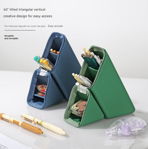 Grey Transforming Silicone Pencil Case - Stand-Up Pen Holder & Stationery Organizer