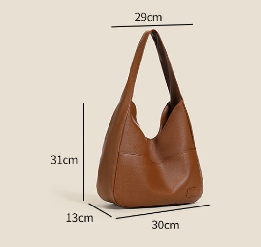 Black Retro PU Leather Tote Bag for Women - Casual Single Shoulder Crossbody Bag