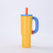 Yellow-blue 40oz Macron Stainless Steel Insulated Tumbler with Handle and Straw - 14.8 x 10.5 x 28 cm Large Capacity Car-Friendly Travel Mug