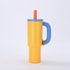 Yellow-blue 40oz Macron Stainless Steel Insulated Tumbler with Handle and Straw - 14.8 x 10.5 x 28 cm Large Capacity Car-Friendly Travel Mug