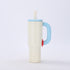 White-blue 40oz Macron Stainless Steel Insulated Tumbler with Handle and Straw - 14.8 x 10.5 x 28 cm Large Capacity Car-Friendly Travel Mug