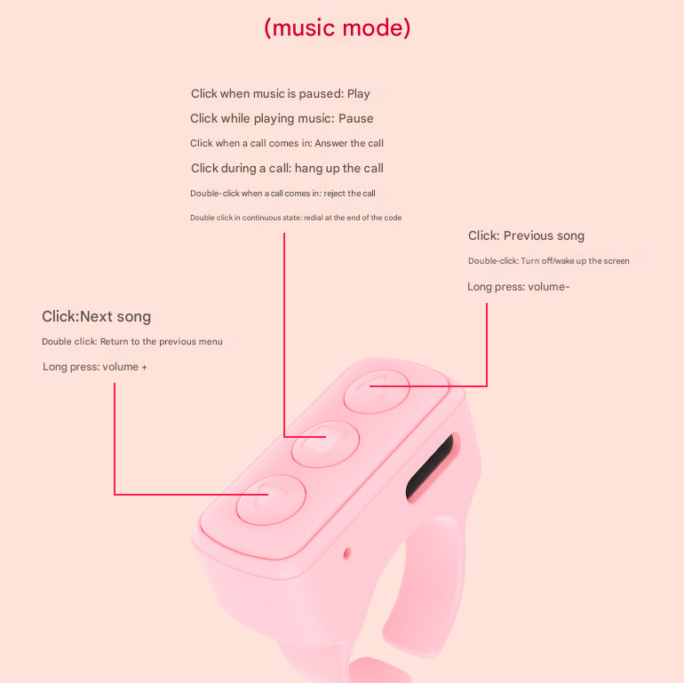 2-Piece Black Bluetooth Video Controller - 3-Button Remote for TikTok and Page Scrolling