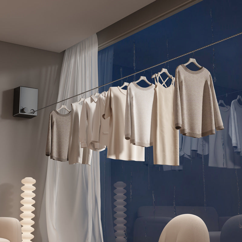 Gold Retractable Stainless Steel Clothesline - 4.2m Indoor and Outdoor Drying Solution