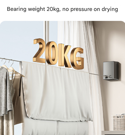 Black Retractable Stainless Steel Clothesline - 4.2m Indoor and Outdoor Drying Solution