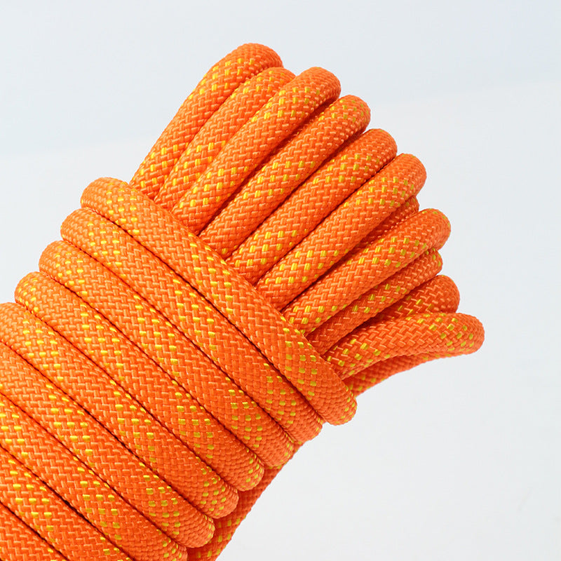 Orange 10mm Double Hook Climbing Rope Set - 10m Durable Outdoor Safety Rescue Cord
