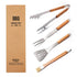 Premium 4-Piece BBQ Tool Set with Rubberwood Handles - Kraft Box