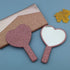 2PCS Pink Glamorous Diamond-Encrusted Heart Handheld Mirror - Luxe High-Definition Makeup Essential