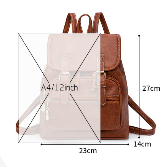 Grey Stylish PU Leather Backpack for Women - Compact Travel Companion