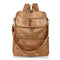 Yellow Stylish Anti-Theft Backpack for Women - Vintage PU Leather Convertible Rucksack & Shoulder Bag