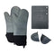 Dark Grey Set BPA-Free Non-Slip Silicone Oven Mitts - Heat Resistant Gloves with Honeycomb Pattern for Kitchen Safety