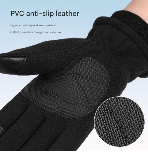 S Black Winter Fleece Touchscreen Gloves - Warm & Water-Repellent for Cycling & Outdoor Sports