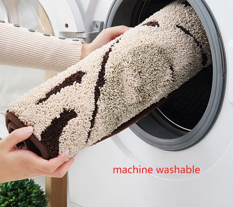 Green Pattern Bathroom Mat - Super Absorbent Non-Slip Rug (40x60cm), Toilet Floor Mat for Bathroom/Bedroom/Entryway