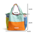 Green Vibrant Colorblock Foldable Tote Bag Lightweight Reusable Shopping Shoulder Bag