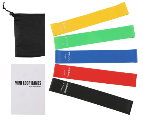 Multicolor 2PCS Premium Resistance Loop Bands Set of 5 - Fitness Exercise Bands for Legs, Glutes, and Strength Training with Carry Bag