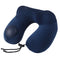 Navy Blue Press-to-Inflate Travel Neck Pillow - Ergonomic U-Shaped Cushion for Airplane and Car