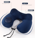 Black Press-to-Inflate Travel Neck Pillow - Ergonomic U-Shaped Cushion for Airplane and Car