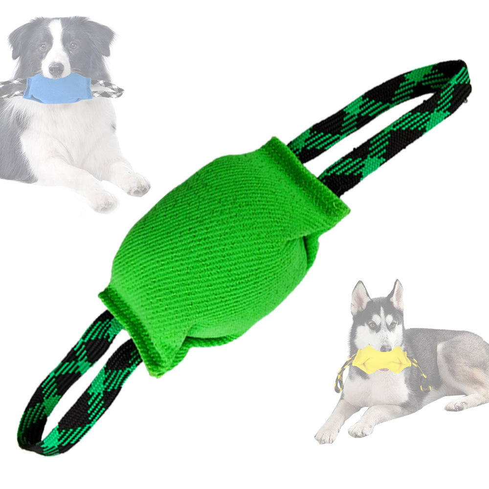 Green Durable Dog Tug Toy with 2 Handles - Interactive Bite Pillow for Training & Tug of War