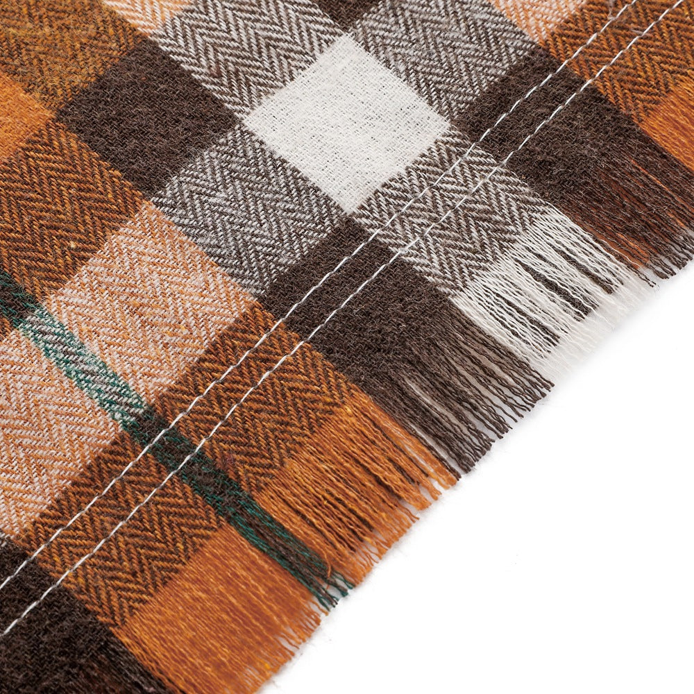 Blue M 65x45x45cm Thanksgiving Plaid Dog Bandana 2-Pack - Festive Tassel Triangle Scarf for Pets