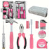 Compact 24-Piece Pink Tool Kit - Essential Household DIY Set for Ladies